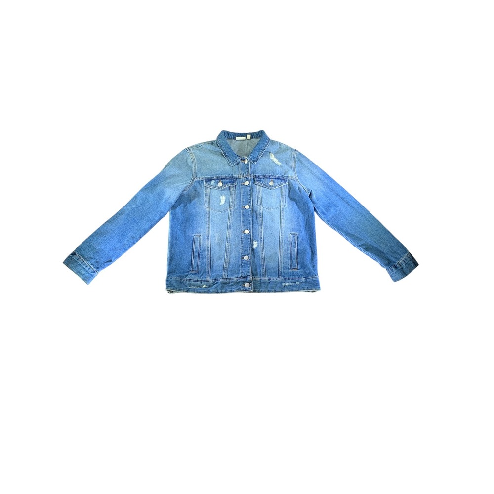 BP Distressed Denim Jacket Medium Light Wash Jean Jacket Women's‎